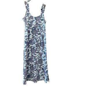 Bizzit Collection Womens Blue White Floral Maxi Dress Sleeveless Cotton Blend M